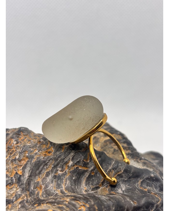 ANILLO ARTESANO DE CRISTAL MARINO