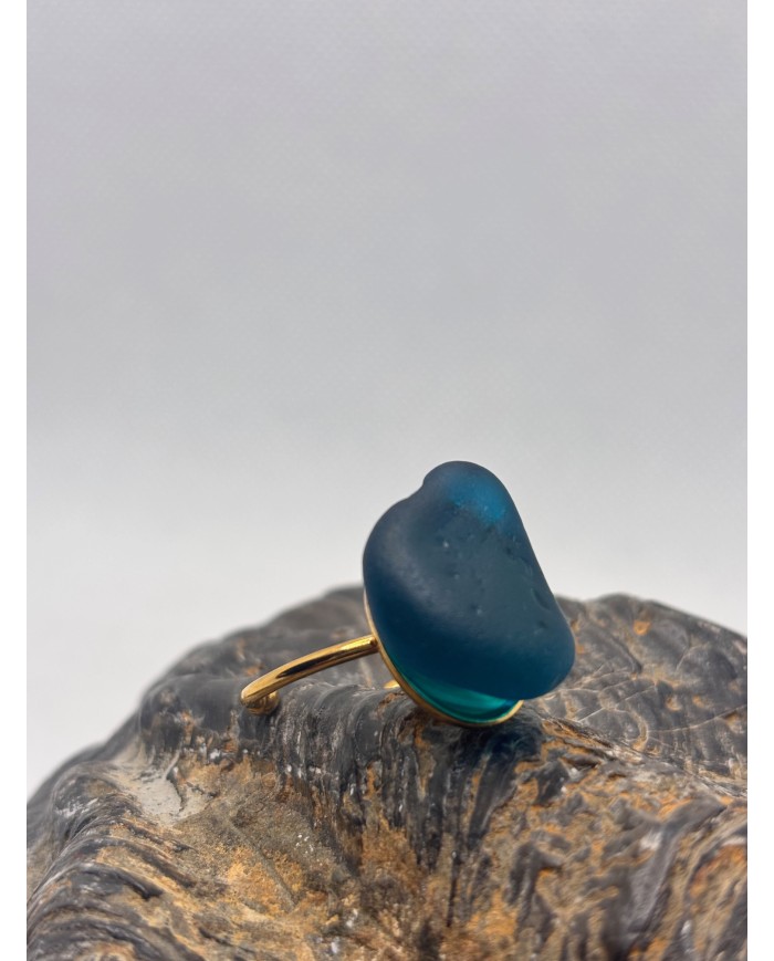 ANILLO ARTESANO DE CRISTAL MARINO