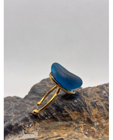 ANILLO ARTESANO DE CRISTAL MARINO