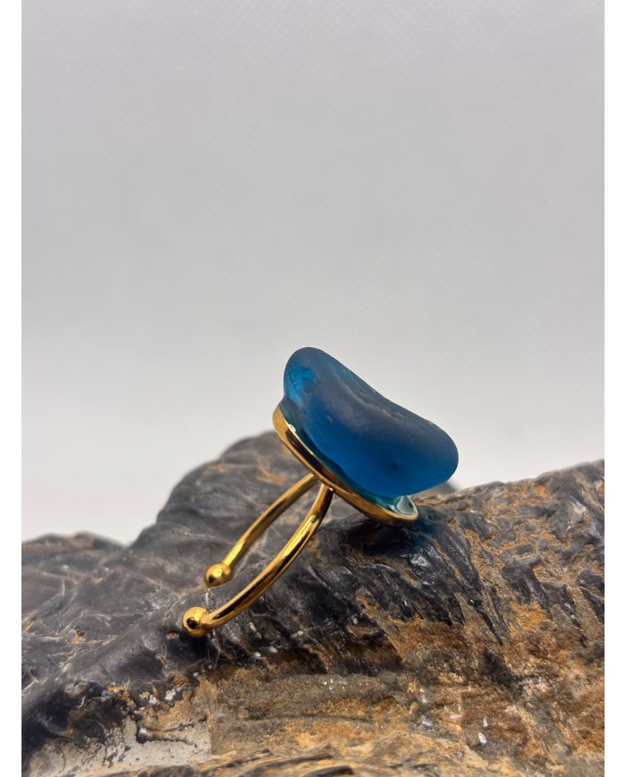 ANILLO ARTESANO DE CRISTAL MARINO