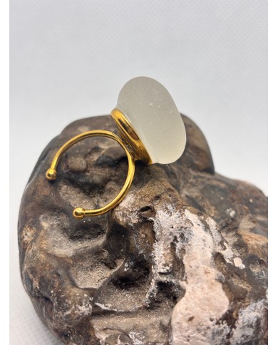 ANILLO ARTESANO DE CRISTAL MARINO