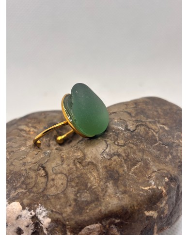 ANILLO ARTESANO DE CRISTAL MARINO