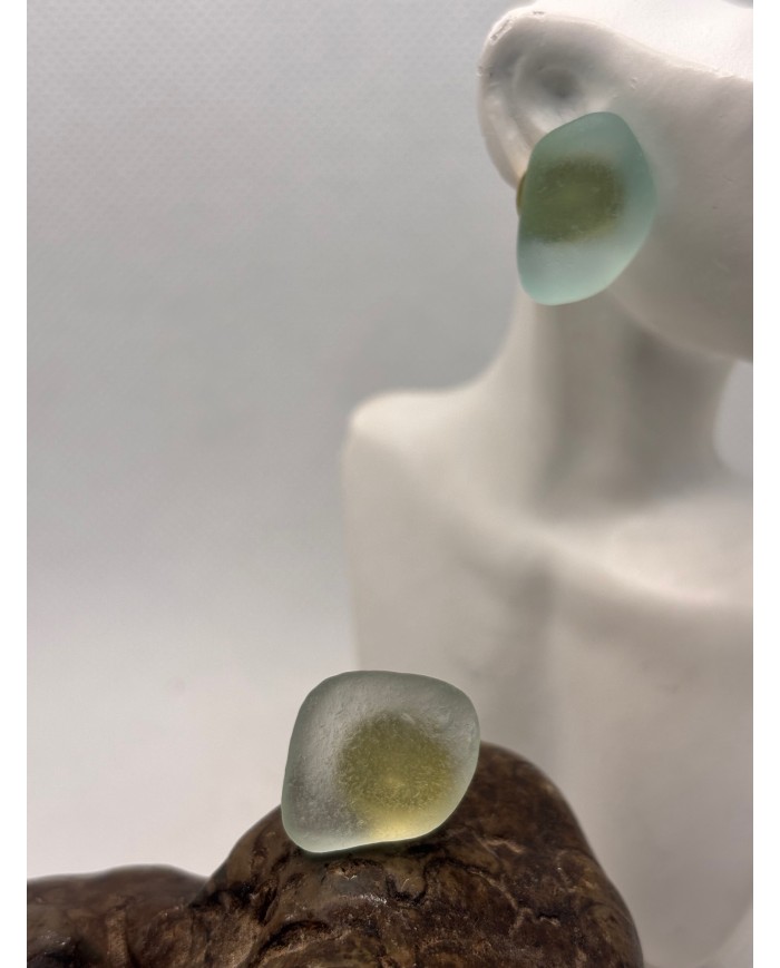 PENDIENTES ARTESANOS DE  CRISTAL MARINO O LAGRIMAS DE SIRENA