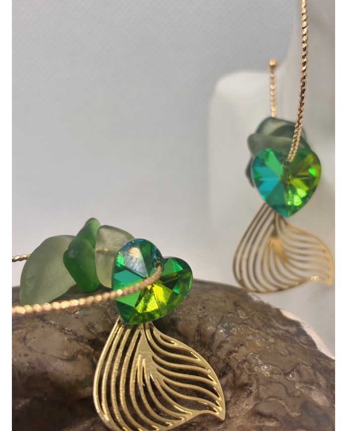 PENDIENTES ARTESANOS DE CRISTAL MARINO