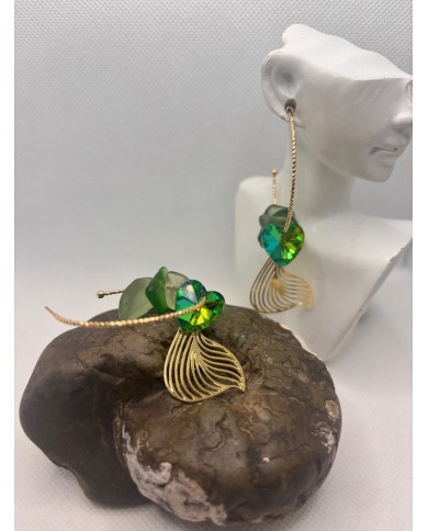 PENDIENTES ARTESANOS DE CRISTAL MARINO