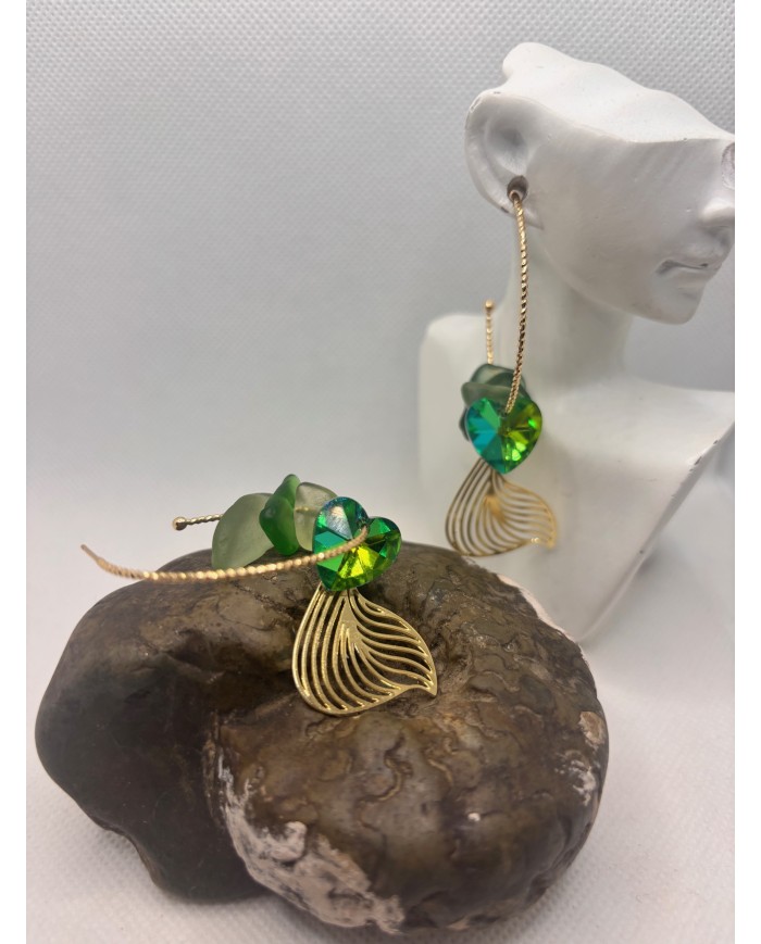 PENDIENTES ARTESANOS DE CRISTAL MARINO