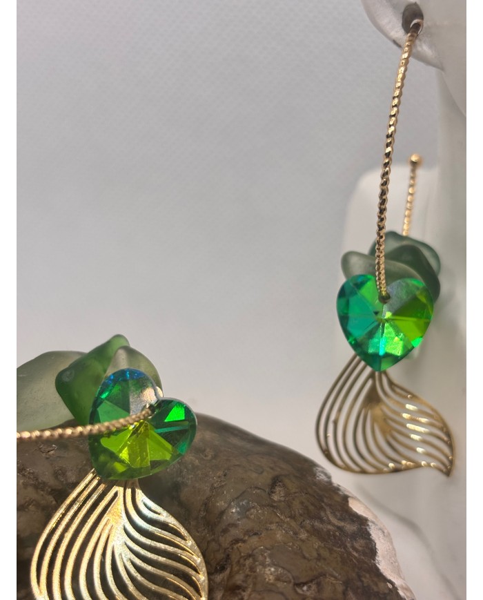 PENDIENTES ARTESANOS DE CRISTAL MARINO