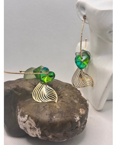 PENDIENTES ARTESANOS DE CRISTAL MARINO