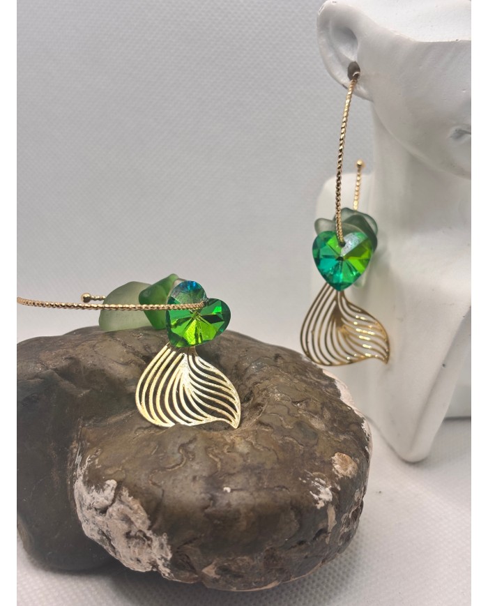 PENDIENTES ARTESANOS DE CRISTAL MARINO