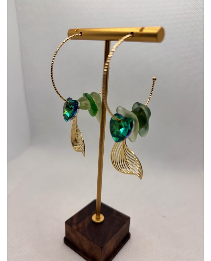 PENDIENTES ARTESANOS DE CRISTAL MARINO