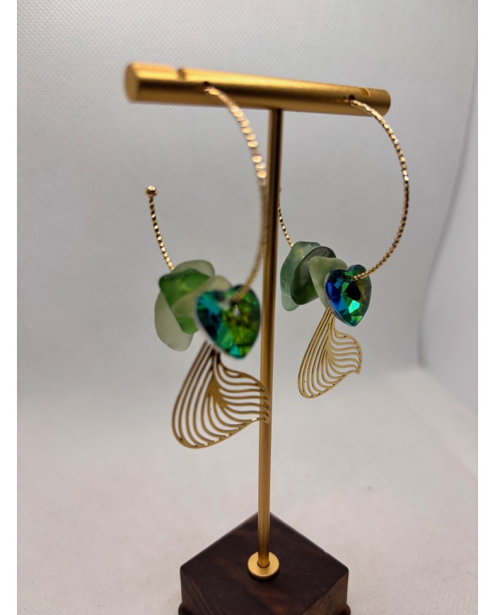 PENDIENTES ARTESANOS DE CRISTAL MARINO