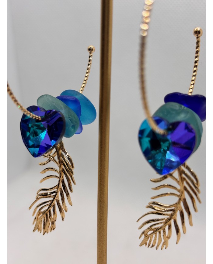 PENDIENTES ARTESANOS DE CRISTAL MARINO