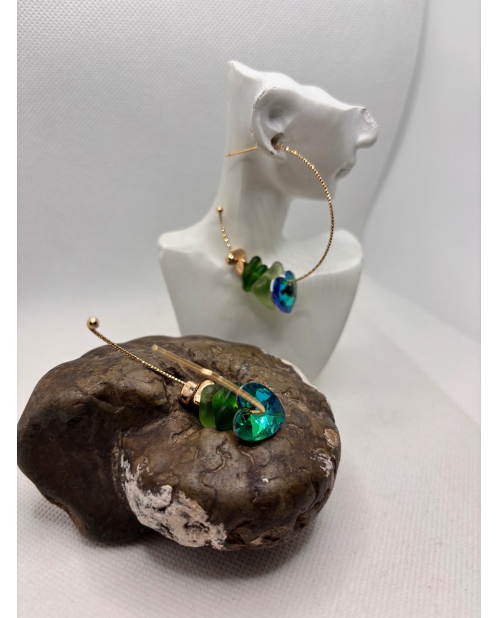 PENDIENTES ARTESANOS DE CRISTAL MARINO