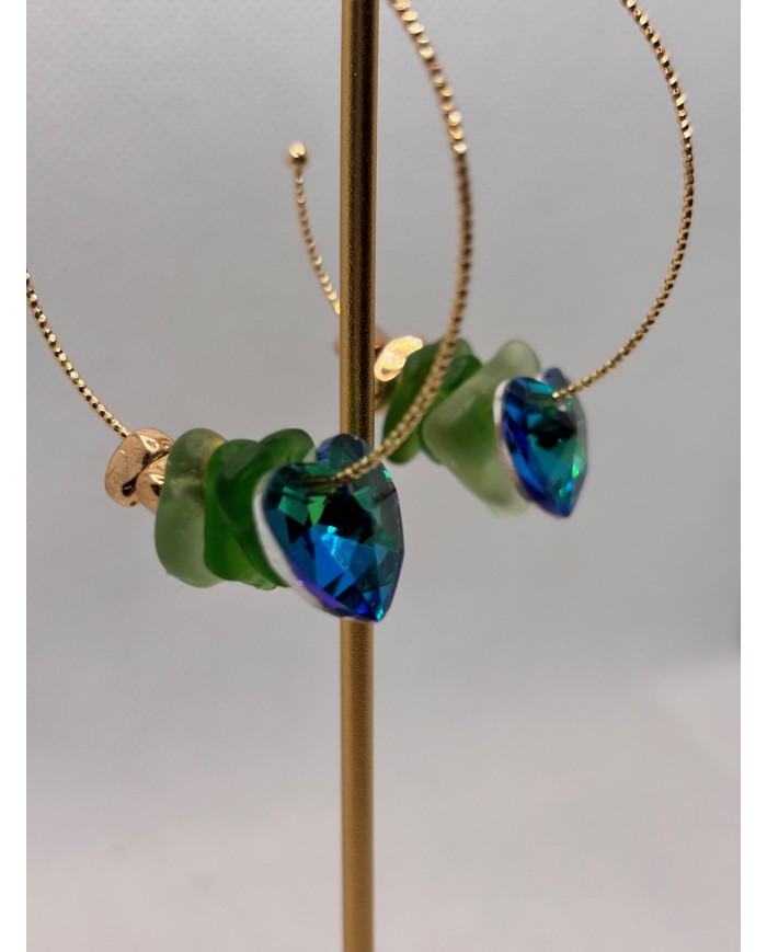 PENDIENTES ARTESANOS DE CRISTAL MARINO