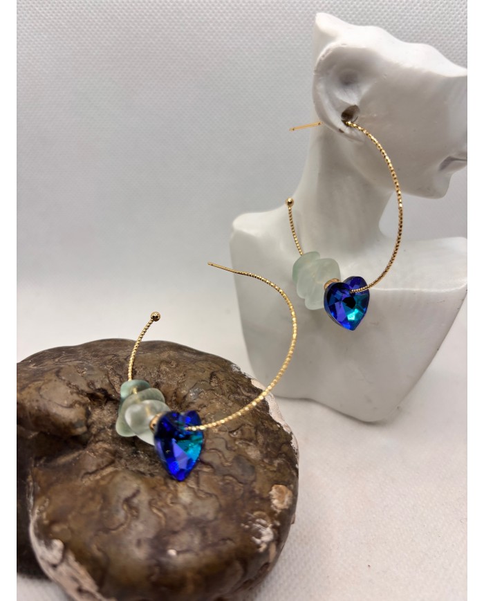 PENDIENTES ARTESANOS DE CRISTAL MARINO O LÁGRIMAS DE SIRENA