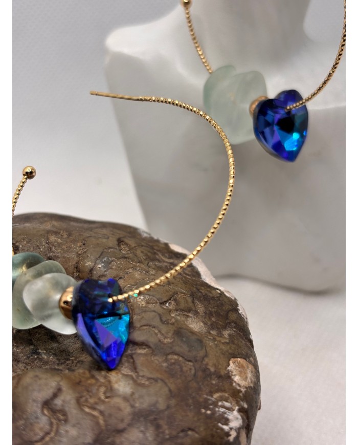 PENDIENTES ARTESANOS DE CRISTAL MARINO O LÁGRIMAS DE SIRENA