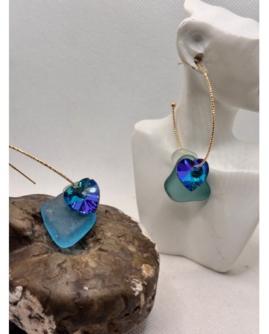 PENDIENTES ARTESANOS DE CRISTAL MARINO O LÁGRIMAS DE SIRENA