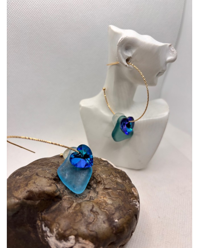 PENDIENTES ARTESANOS DE CRISTAL MARINO O LÁGRIMAS DE SIRENA