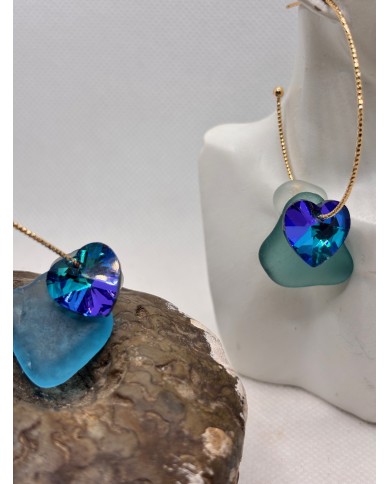 PENDIENTES ARTESANOS DE CRISTAL MARINO O LÁGRIMAS DE SIRENA
