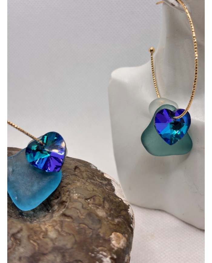 PENDIENTES ARTESANOS DE CRISTAL MARINO O LÁGRIMAS DE SIRENA