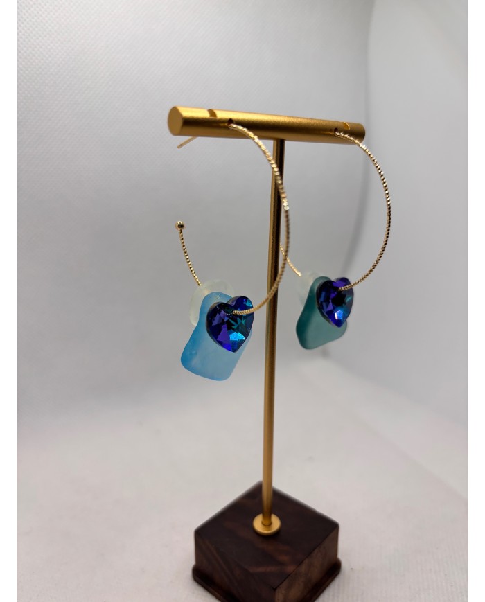 PENDIENTES ARTESANOS DE CRISTAL MARINO O LÁGRIMAS DE SIRENA