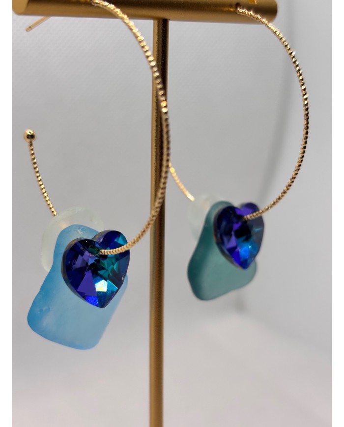 PENDIENTES ARTESANOS DE CRISTAL MARINO O LÁGRIMAS DE SIRENA