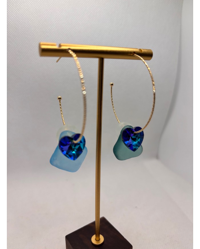 PENDIENTES ARTESANOS DE CRISTAL MARINO O LÁGRIMAS DE SIRENA