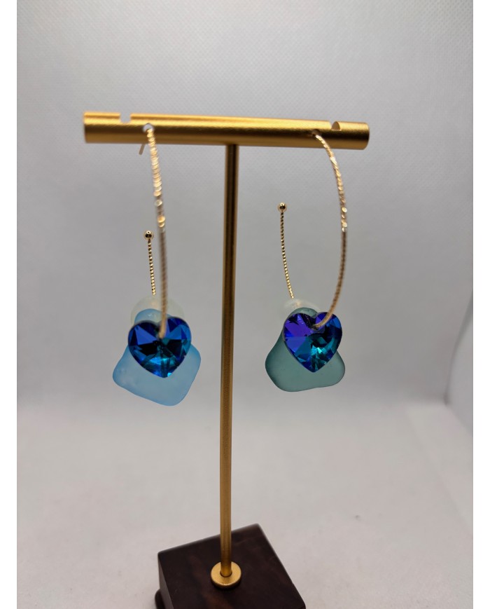 PENDIENTES ARTESANOS DE CRISTAL MARINO O LÁGRIMAS DE SIRENA