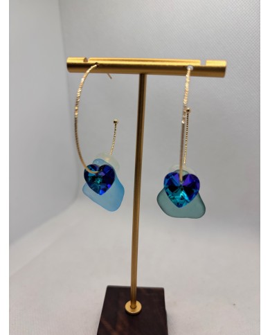 PENDIENTES ARTESANOS DE CRISTAL MARINO O LÁGRIMAS DE SIRENA