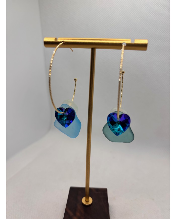 PENDIENTES ARTESANOS DE CRISTAL MARINO O LÁGRIMAS DE SIRENA