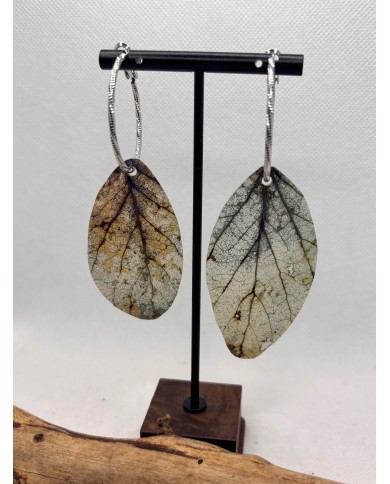 PENDIENTES ARTESANOS DE HOJA NATURAL ESQUELETIZADA