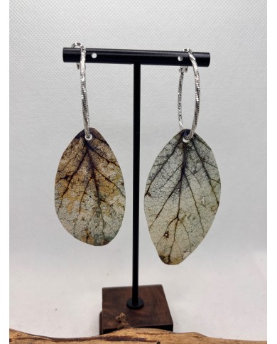 PENDIENTES ARTESANOS DE HOJA NATURAL ESQUELETIZADA