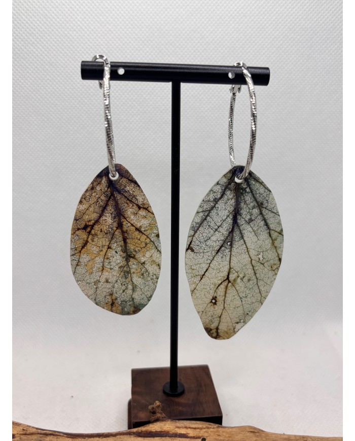 PENDIENTES ARTESANOS DE HOJA NATURAL ESQUELETIZADA