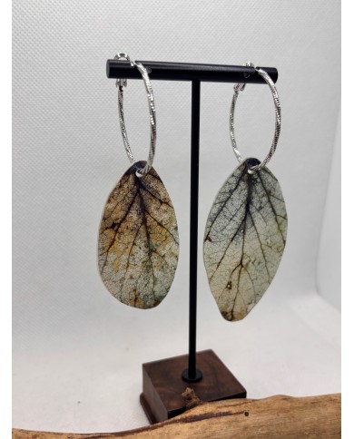 PENDIENTES ARTESANOS DE HOJA NATURAL ESQUELETIZADA