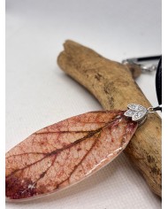 COLLAR ARTESANO DE HOJA NATURAL ESQUELETIZADA