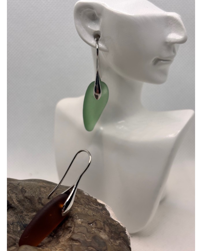 PENDIENTES ARTESANOS DE CRISTAL MARINO O LÁGRIMAS DE SIRENA