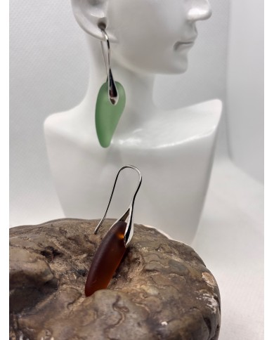 PENDIENTES ARTESANOS DE CRISTAL MARINO O LÁGRIMAS DE SIRENA