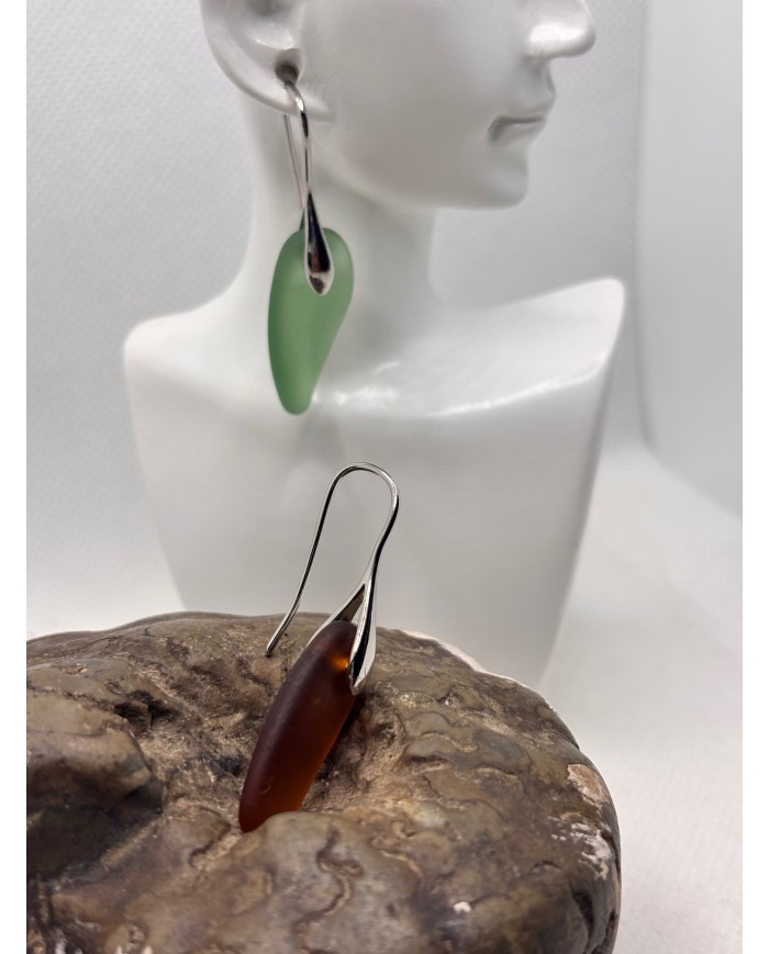 PENDIENTES ARTESANOS DE CRISTAL MARINO O LÁGRIMAS DE SIRENA