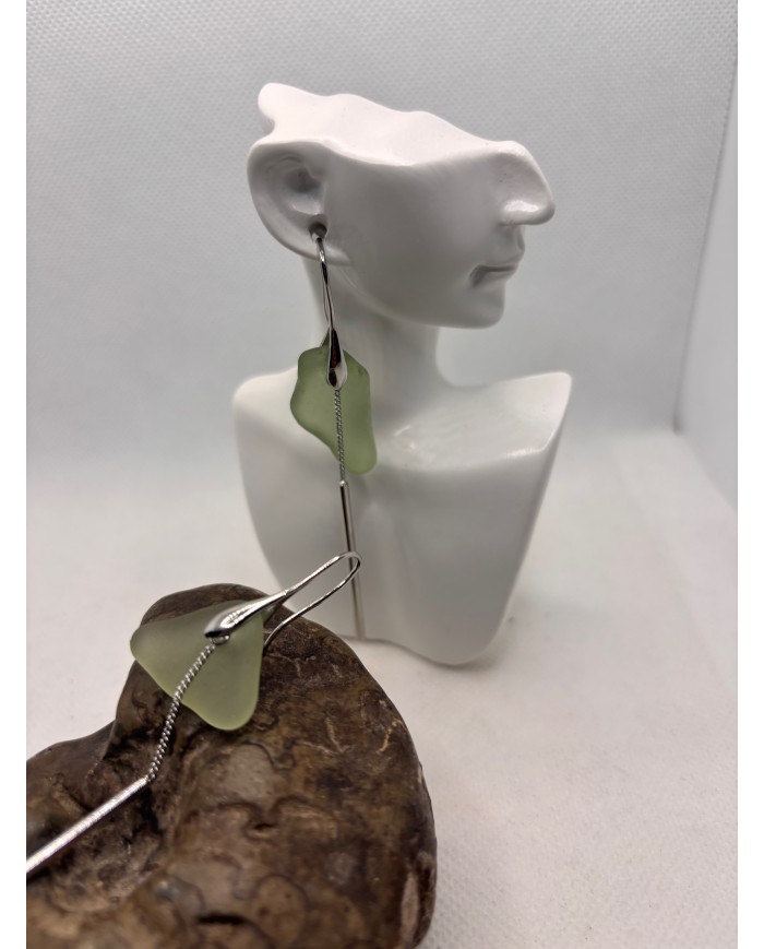 PENDIENTES ARTESANOS DE CRISTAL MARINO O LÁGRIMAS DE SIRENA