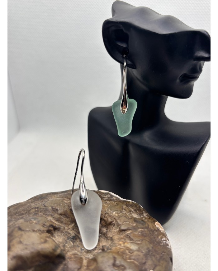 PENDIENTES ARTESANOS DE CRISTAL MARINO O LÁGRIMAS DE SIRENA