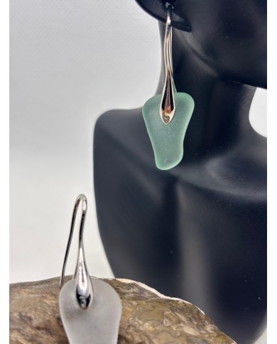 PENDIENTES ARTESANOS DE CRISTAL MARINO O LÁGRIMAS DE SIRENA