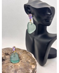 PENDIENTES ARTESANOS DE CRISTAL MARINO O LÁGRIMAS DE SIRENA