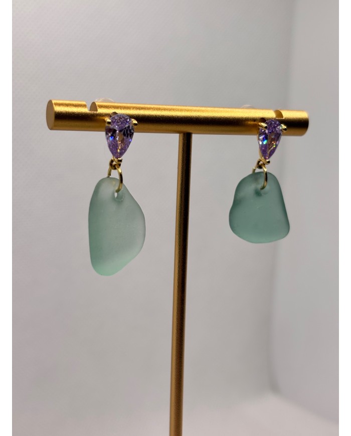 PENDIENTES ARTESANOS DE CRISTAL MARINO O LÁGRIMAS DE SIRENA