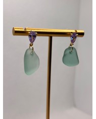 PENDIENTES ARTESANOS DE CRISTAL MARINO O LÁGRIMAS DE SIRENA