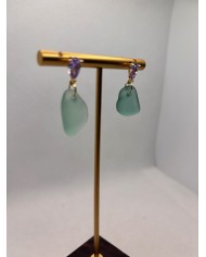 PENDIENTES ARTESANOS DE CRISTAL MARINO O LÁGRIMAS DE SIRENA