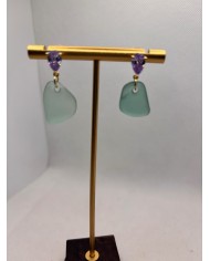 PENDIENTES ARTESANOS DE CRISTAL MARINO O LÁGRIMAS DE SIRENA