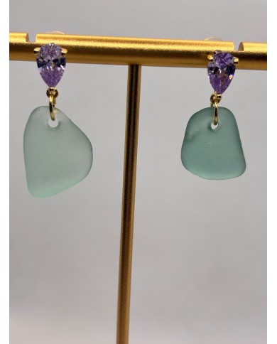 PENDIENTES ARTESANOS DE CRISTAL MARINO O LÁGRIMAS DE SIRENA