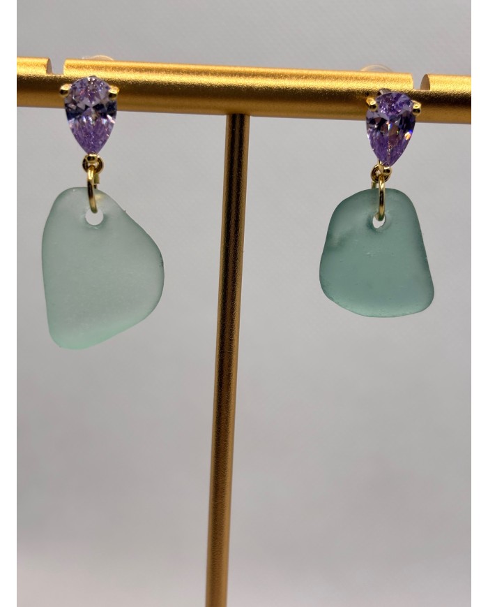 PENDIENTES ARTESANOS DE CRISTAL MARINO O LÁGRIMAS DE SIRENA
