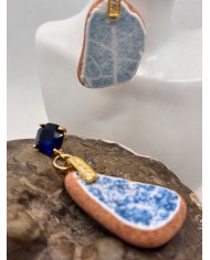 PENDIENTES ARTESANOS DE AZULEJOS DEL MAR DESGASTADOS