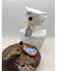 PENDIENTES ARTESANOS DE AZULEJOS DEL MAR DESGASTADOS